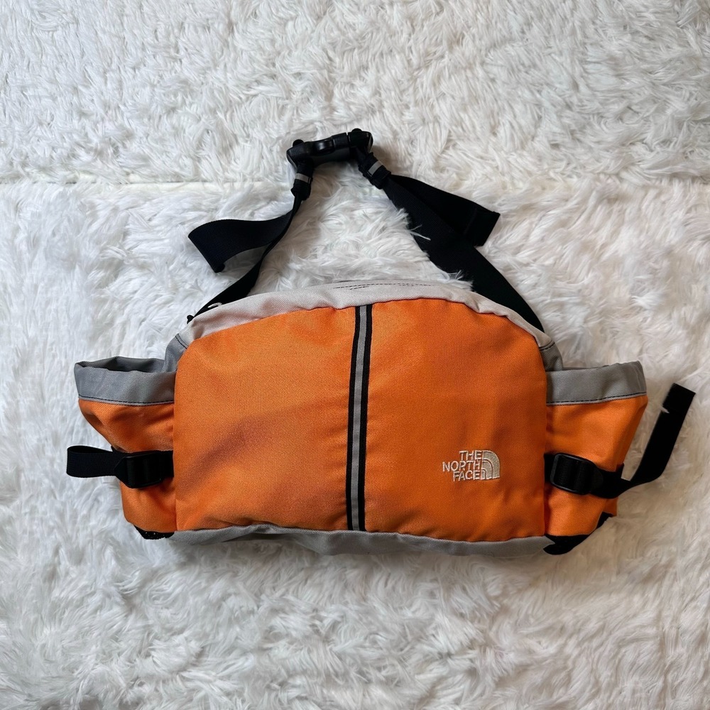 Vintage The North Face Lumbar Pack Fanny Pack Orange Gray Hiking Waist Bag